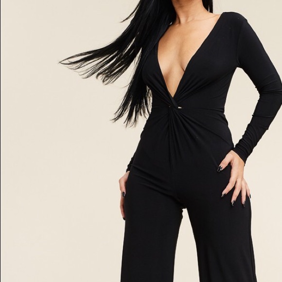 *New* Deep V Jumpsuit - Picture 2 of 5